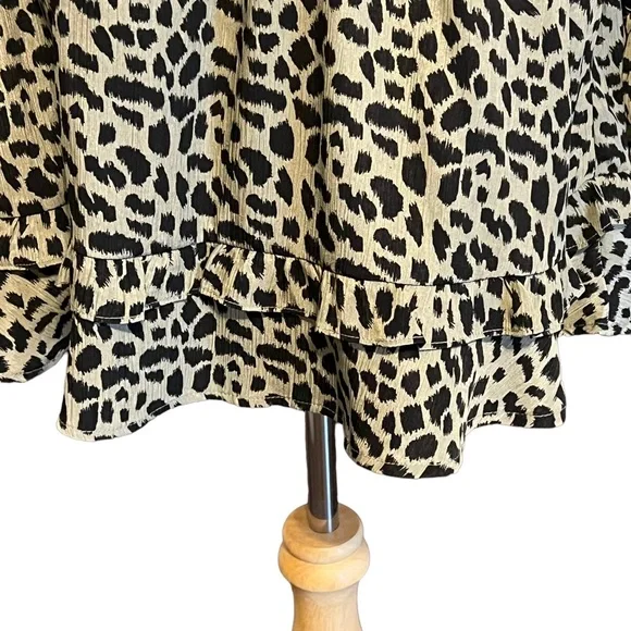 Glam Green Leopard Long Sleeve Dress Size Medium - Picture 4 of 7